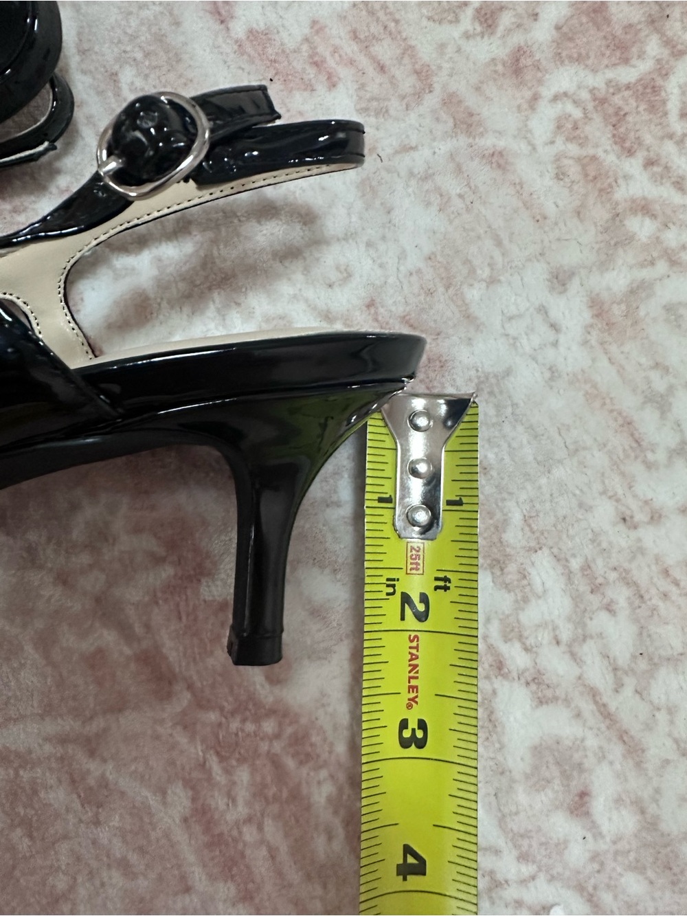 NEW 🖤 Crystal Buckle Patent Leather Slingback Pointed Heels - Picture 9 of 9